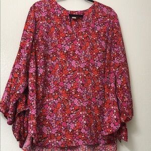 Michael Kors Pink and Red Floral Blouse